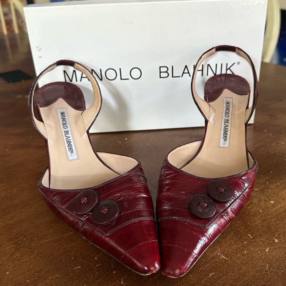 Manolo Blahnik Red Heels Elegant Stiletto Pumps